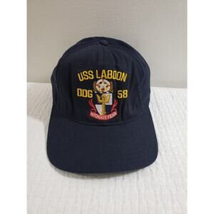 VTG USS Laboon DDG 58 Logo Embroidered Blue Baseball Cap Hat One Size USA